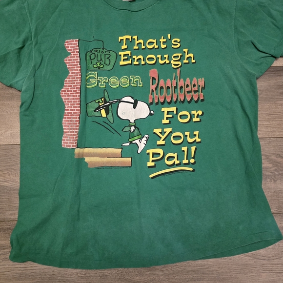 Vintage 90s Snoopy Irish St Patrick's Day Drinking Single Stitch T-Shirt Size XL - Picture 5 of 10